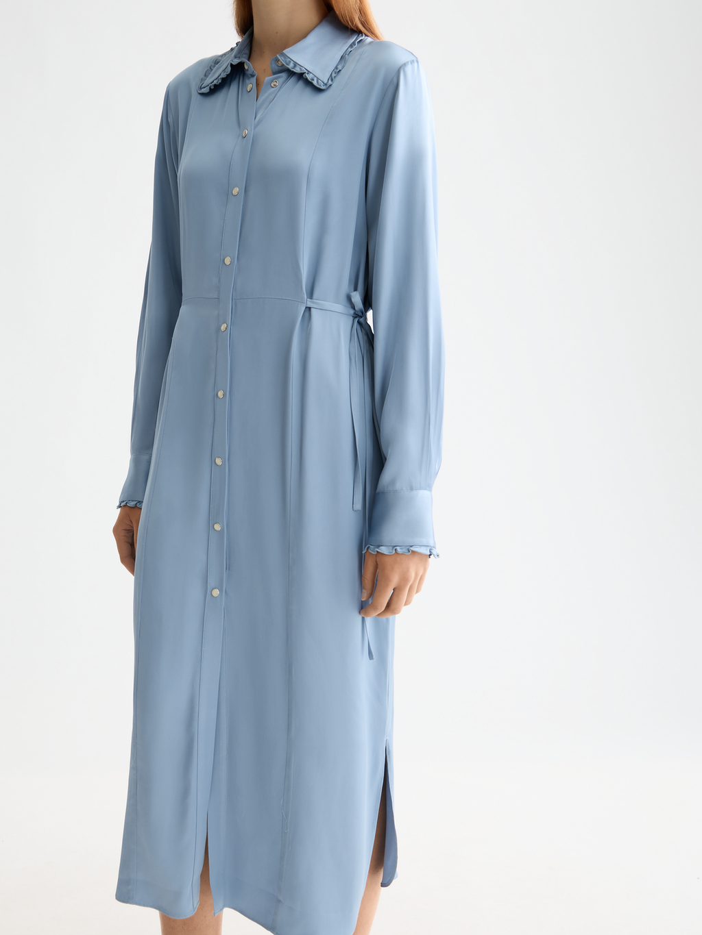 Midi ruffle shirt dress