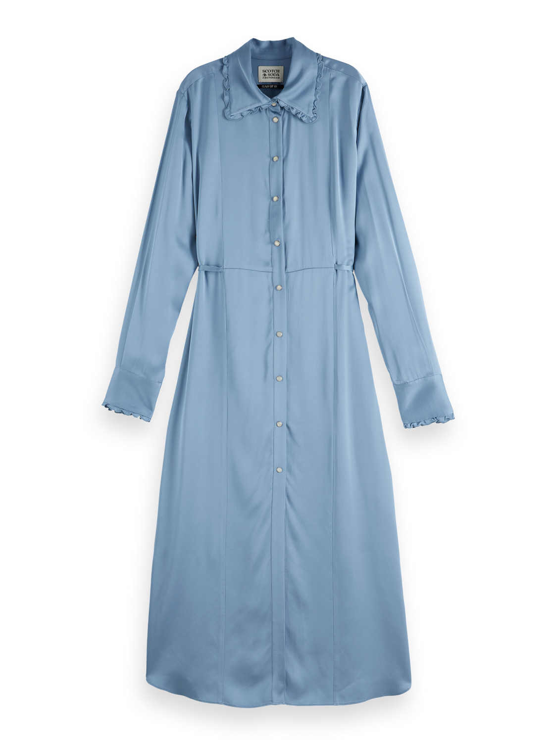 Midi ruffle shirt dress