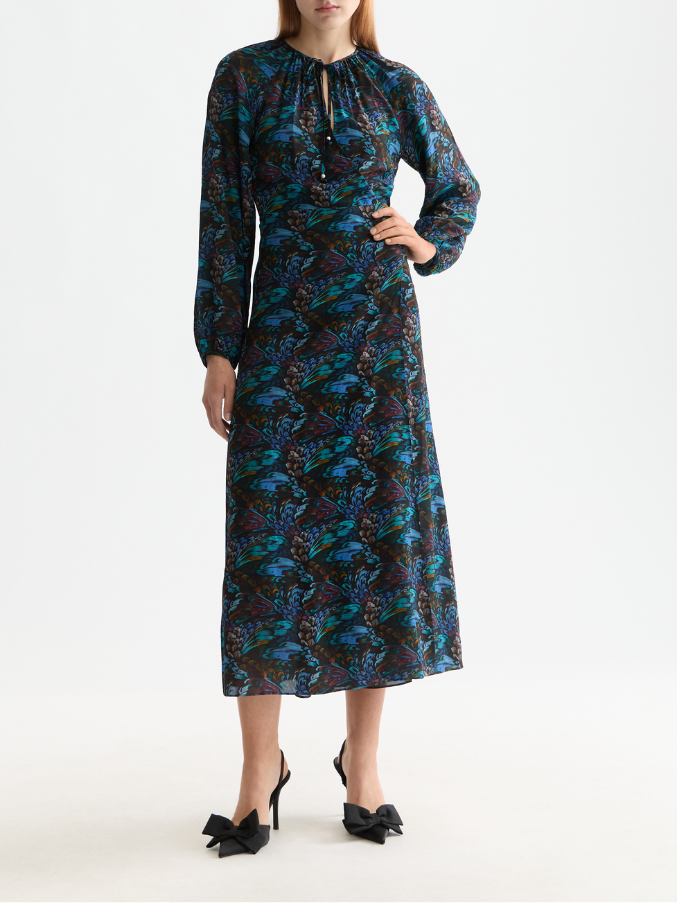 Midi wrap dress with key hole