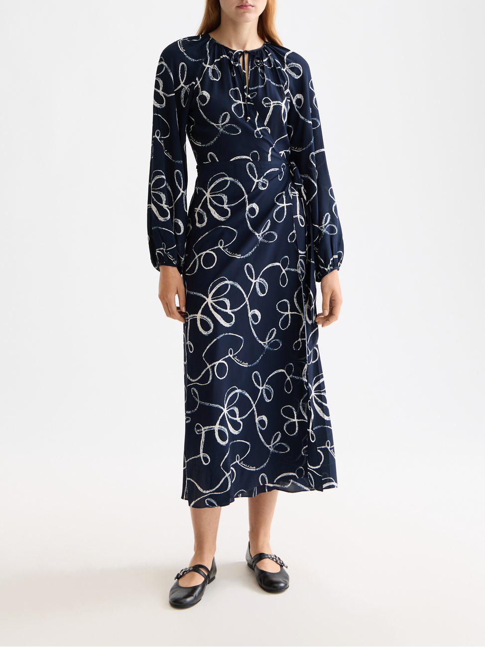 Midi wrap dress with key hole