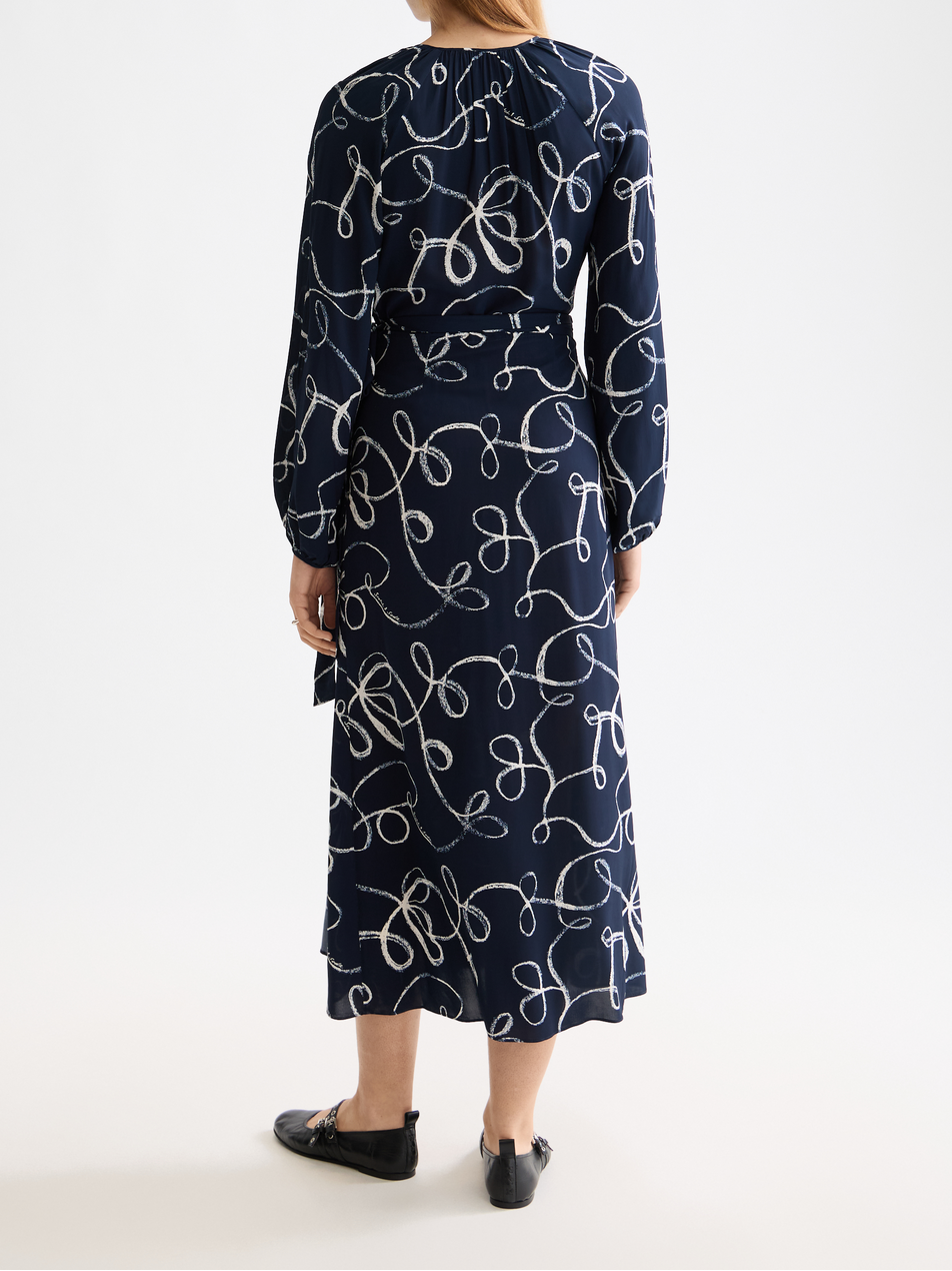 Midi wrap dress with key hole