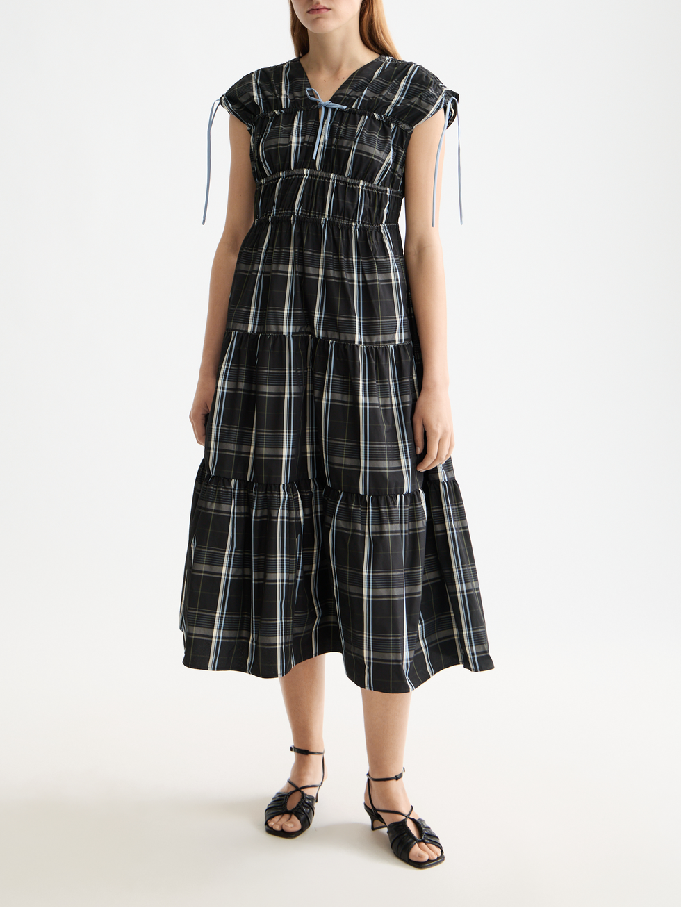 Gathered Taffeta midi dress