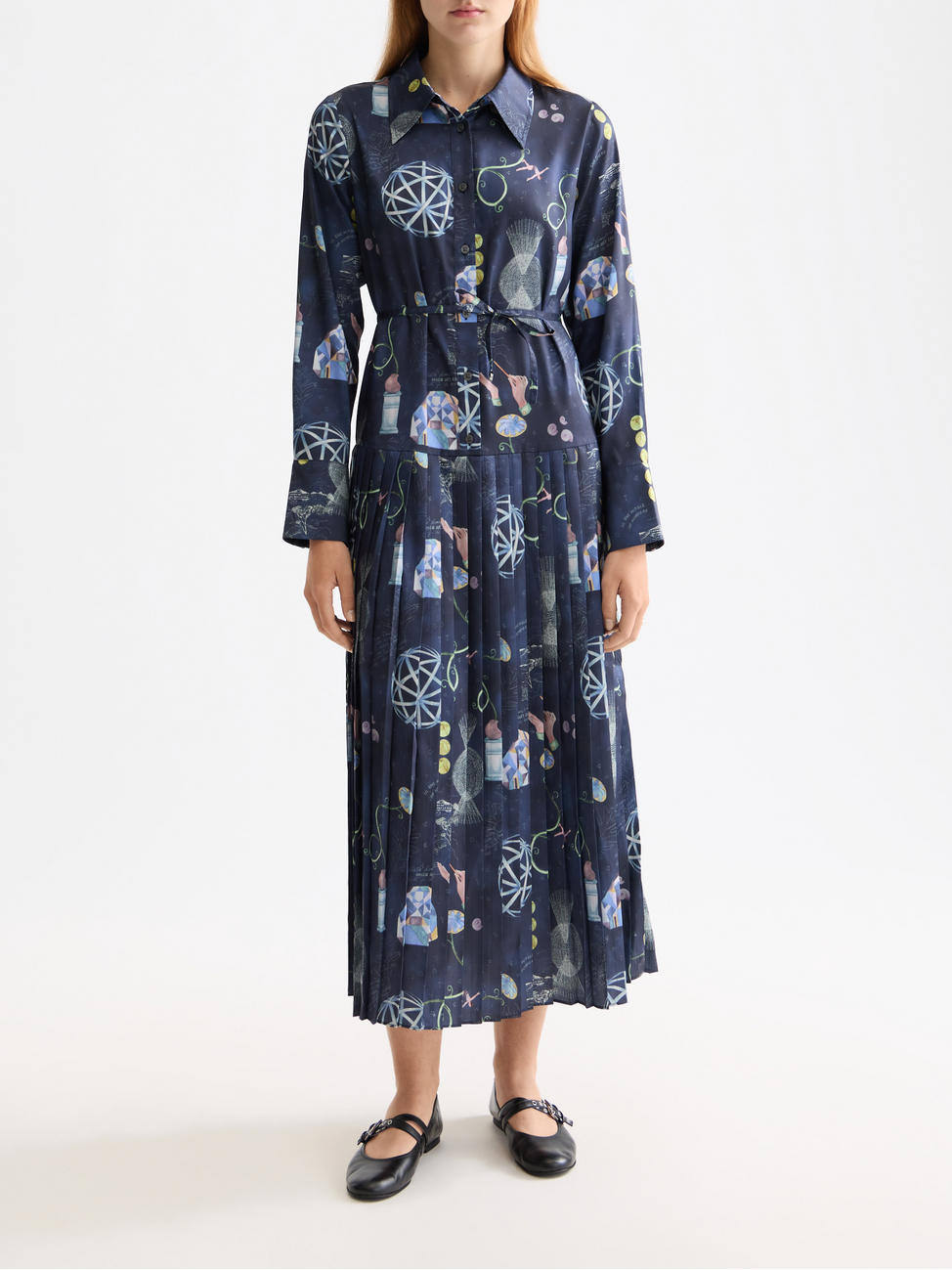 Belted shirt midi dress