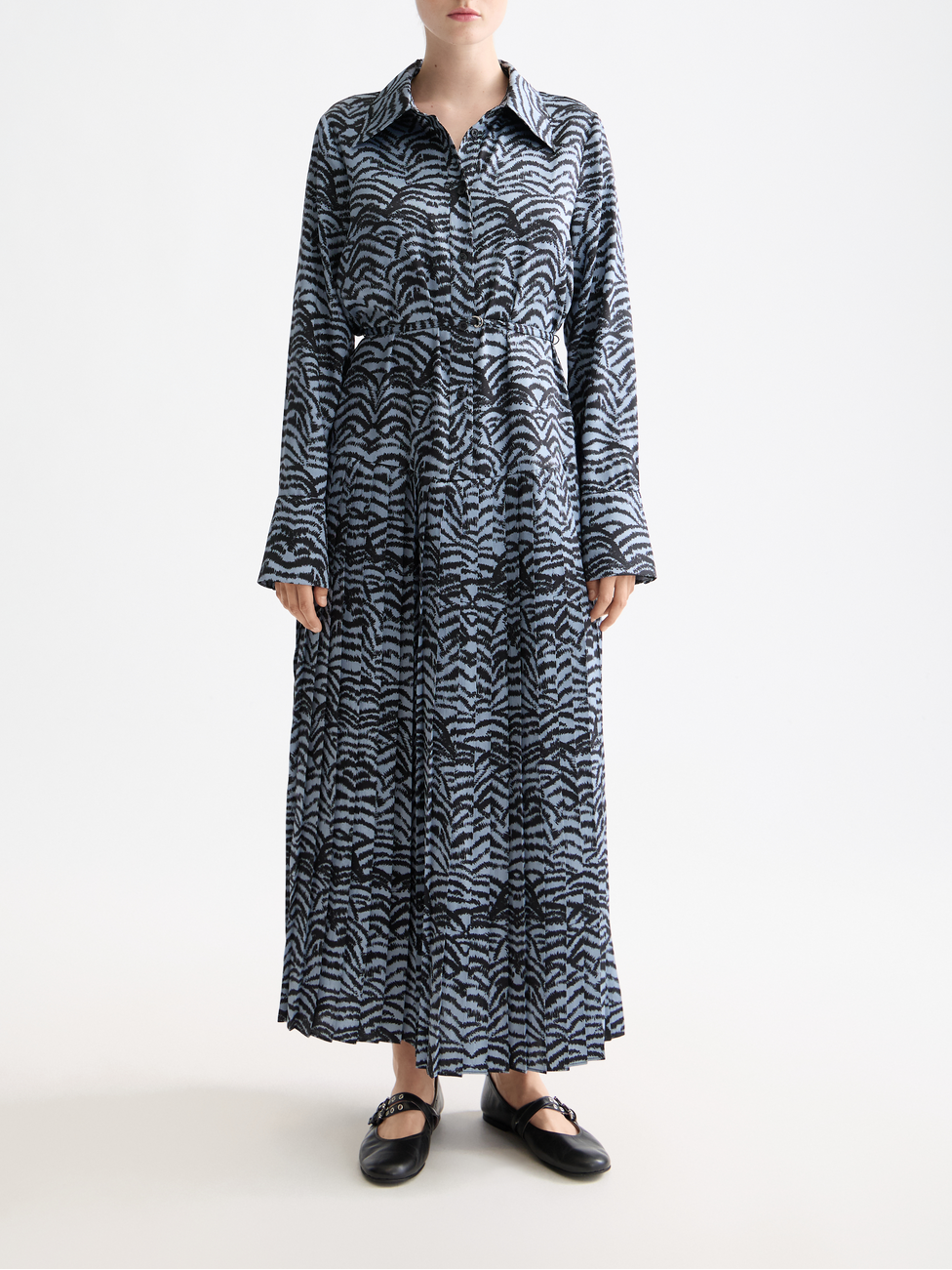 Belted shirt midi dress
