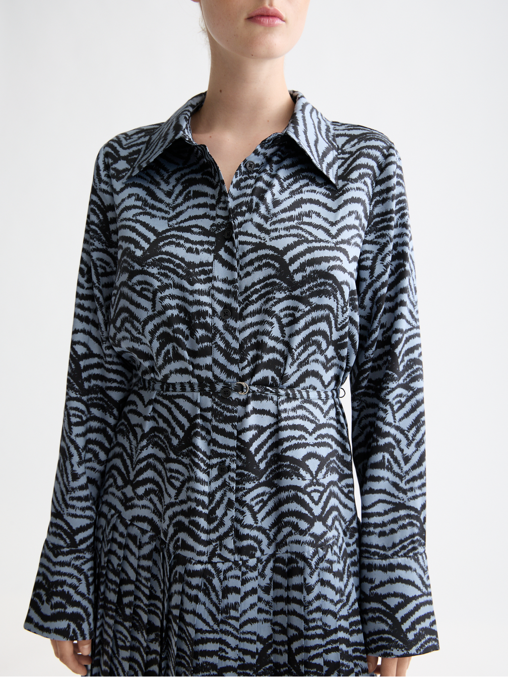 Belted shirt midi dress