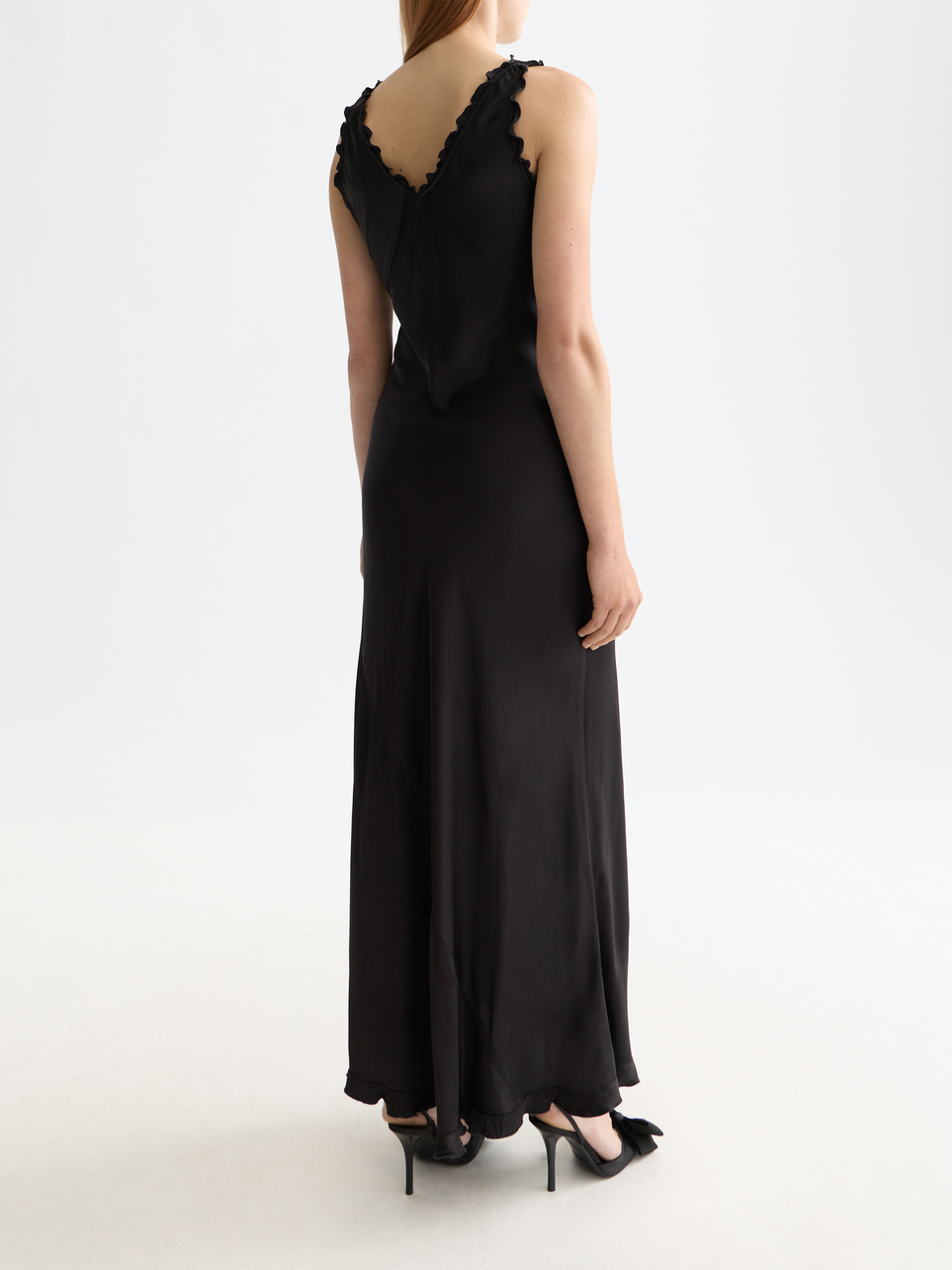 Maxi Slip dress with ruffled edges