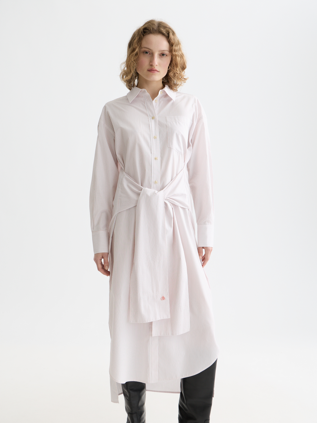 Relaxed tie shirt dress