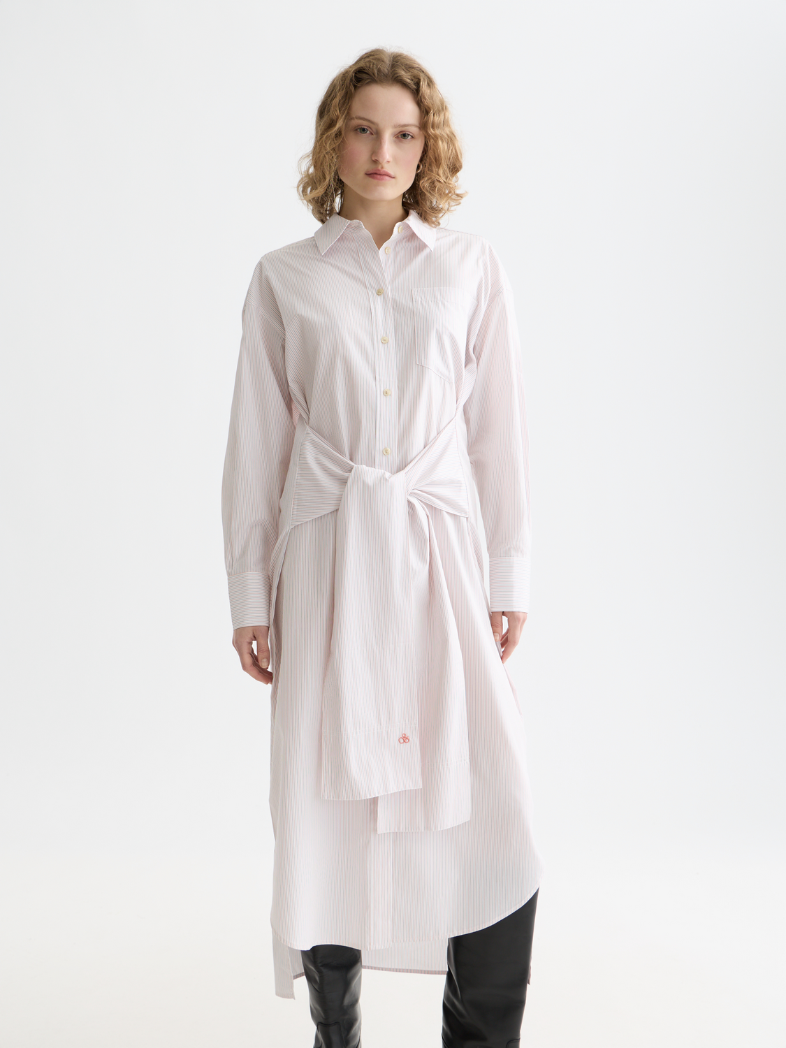 Relaxed tie shirt dress
