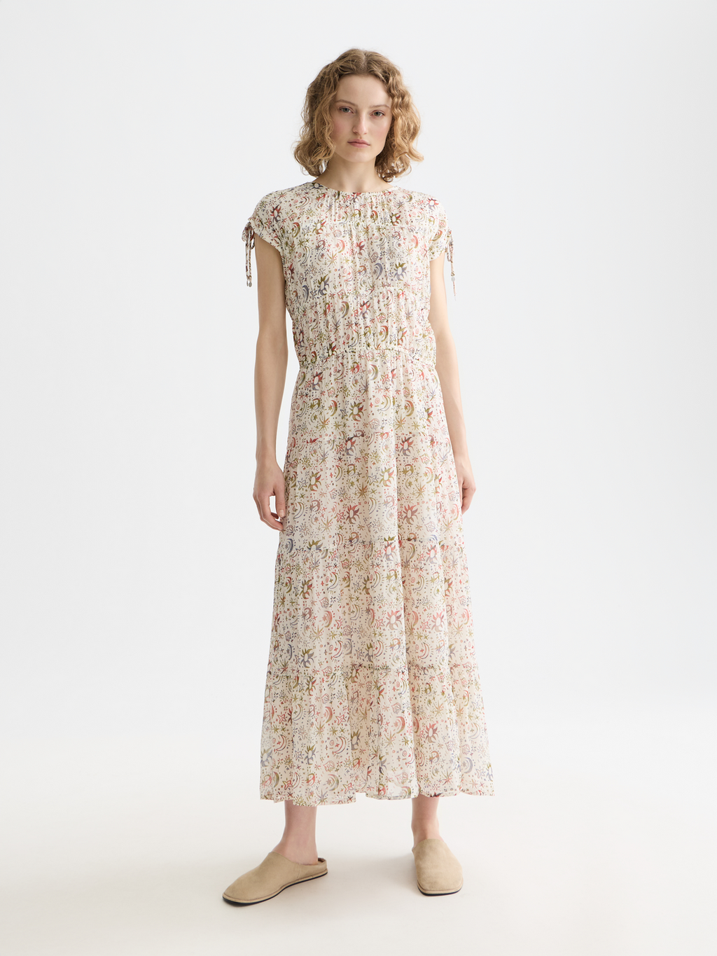 Gathered midi dress
