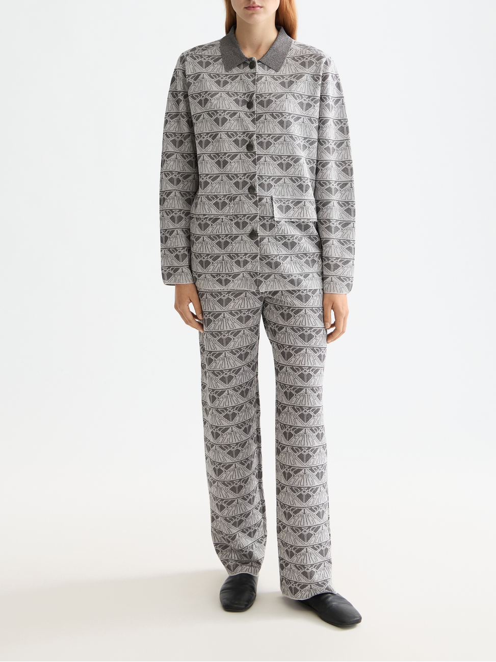 Monogram jacquard knitted trousers