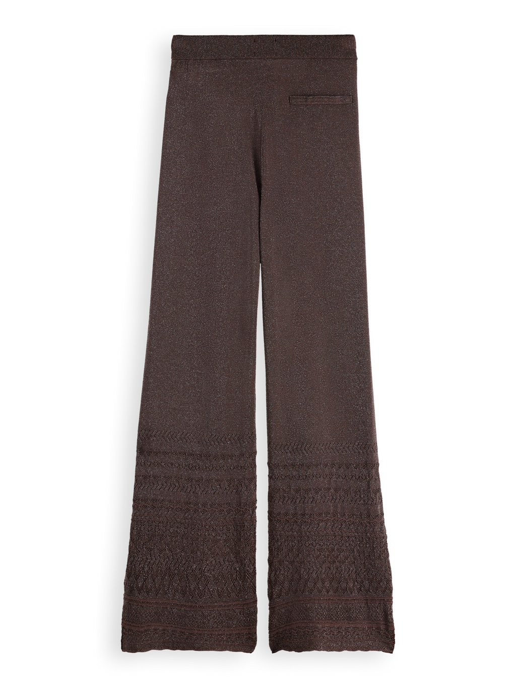 Metallic pointelle knitted trouser