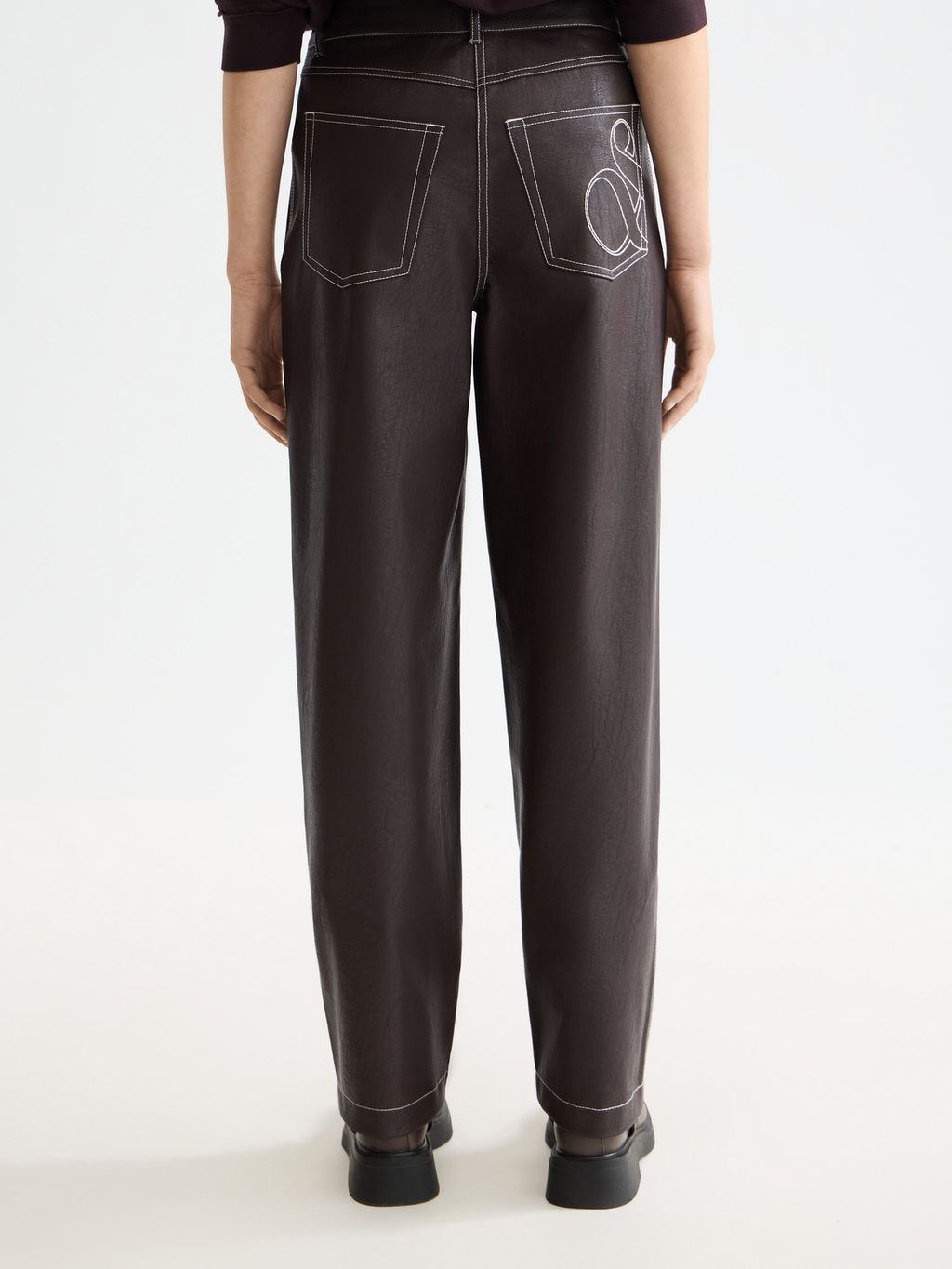 Aurora vegan leather high rise straight leg pants
