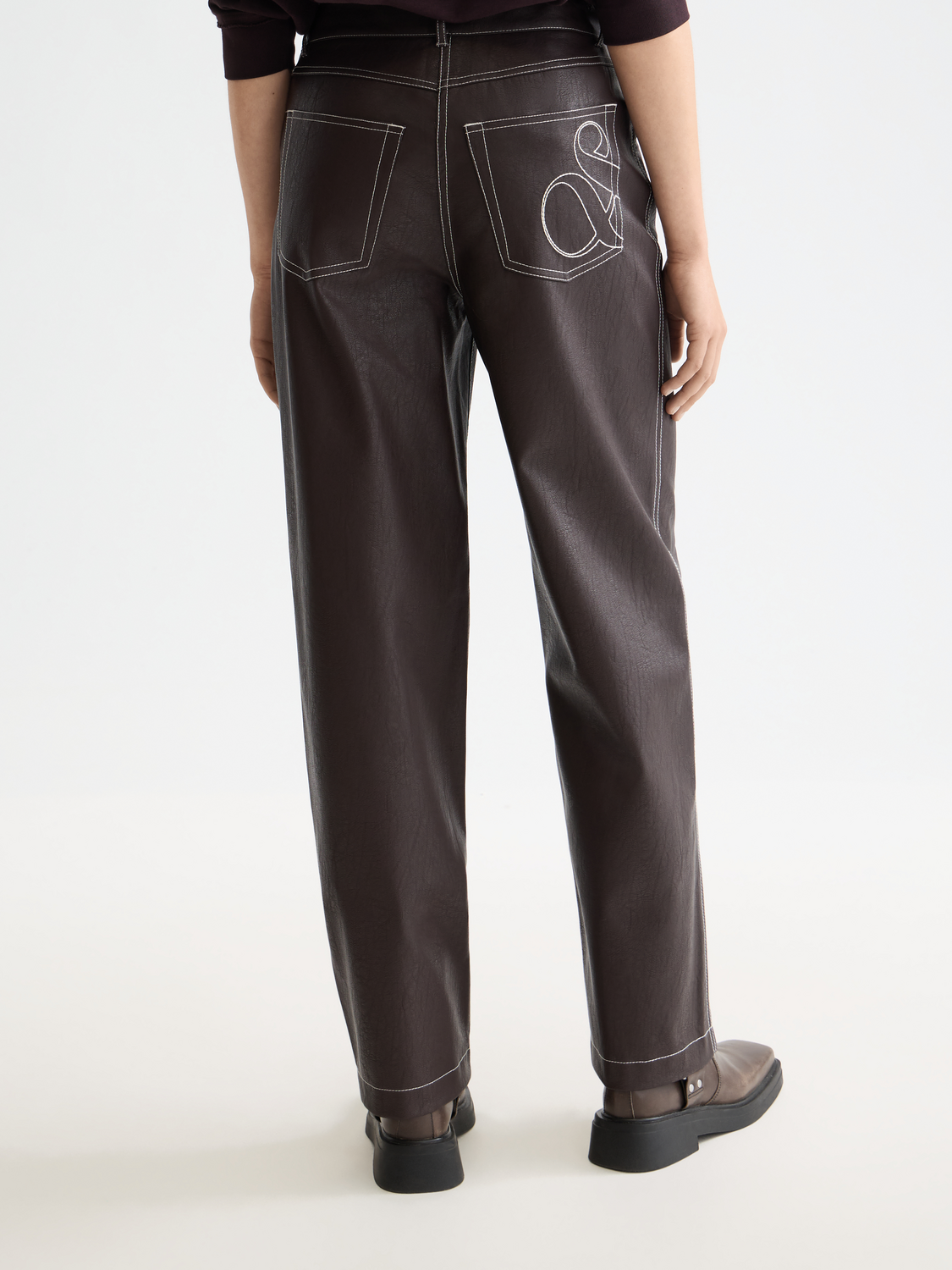 Aurora vegan leather high rise straight leg pants