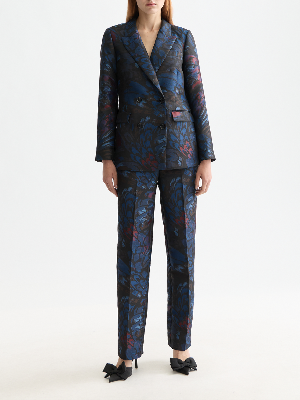 Ripple pheasant jacquard straight leg pant