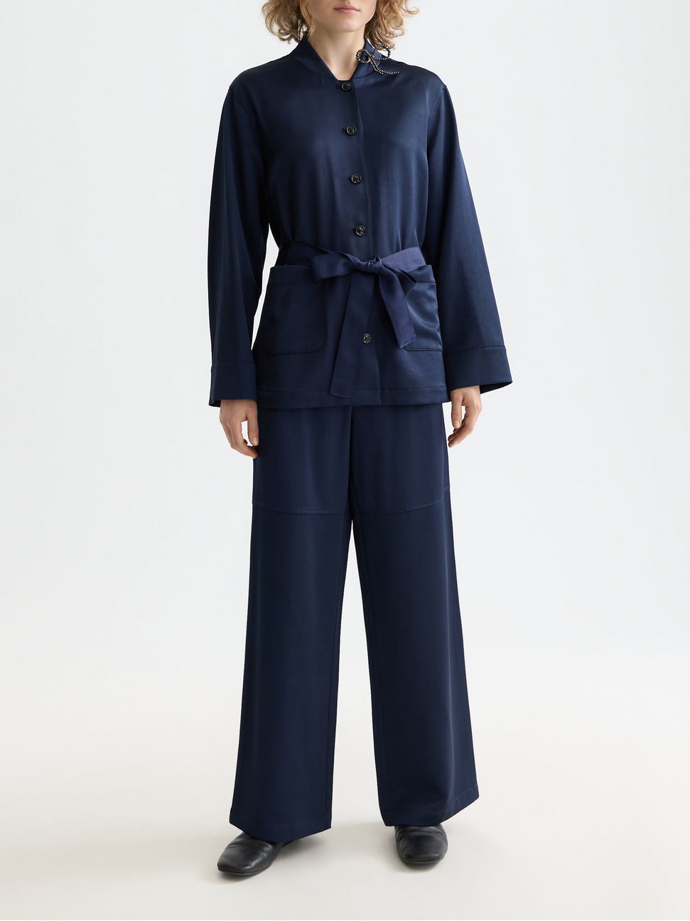 Noa high rise wide leg satin pant