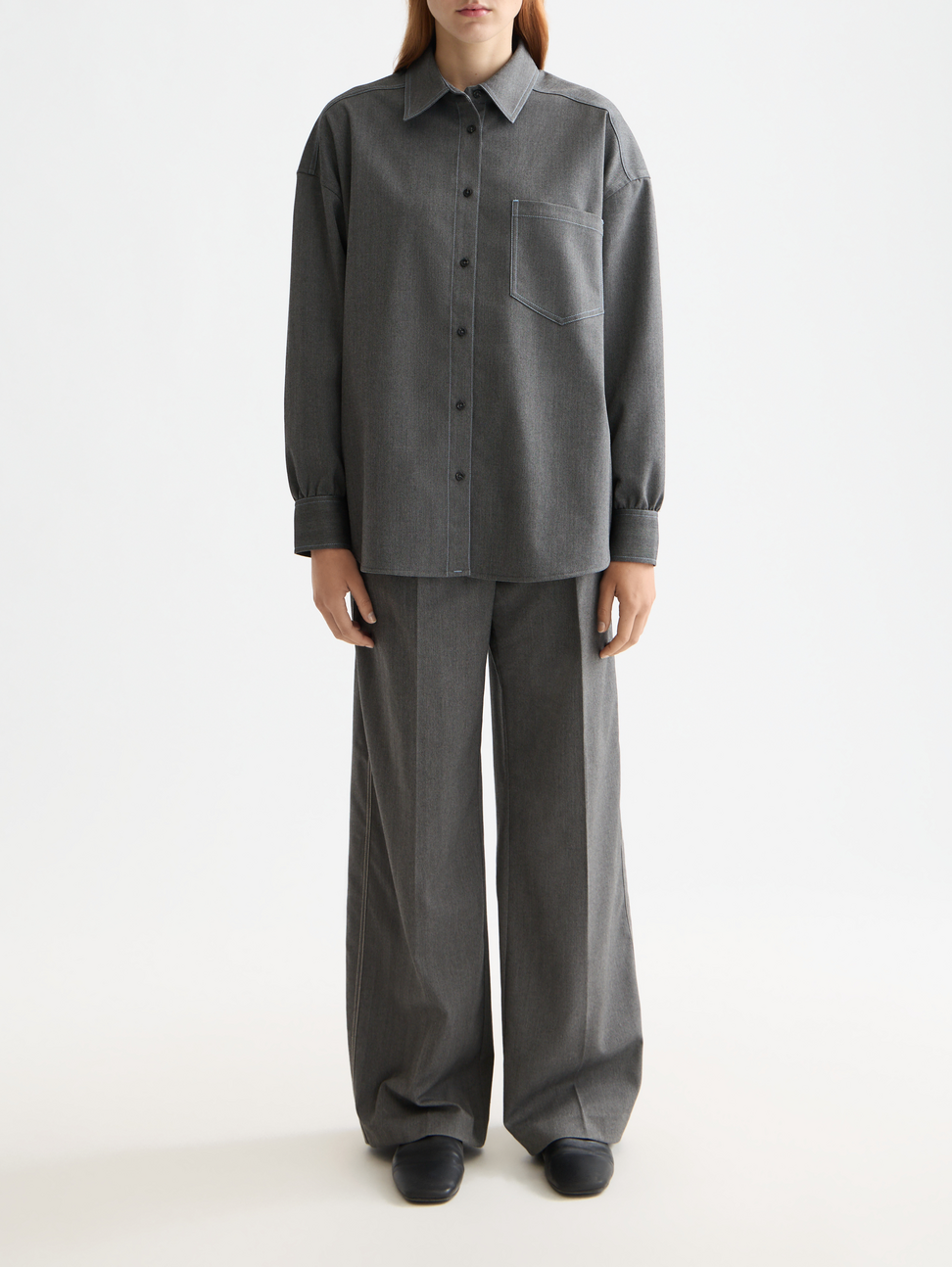 Rose high rise wide leg herringbone pant