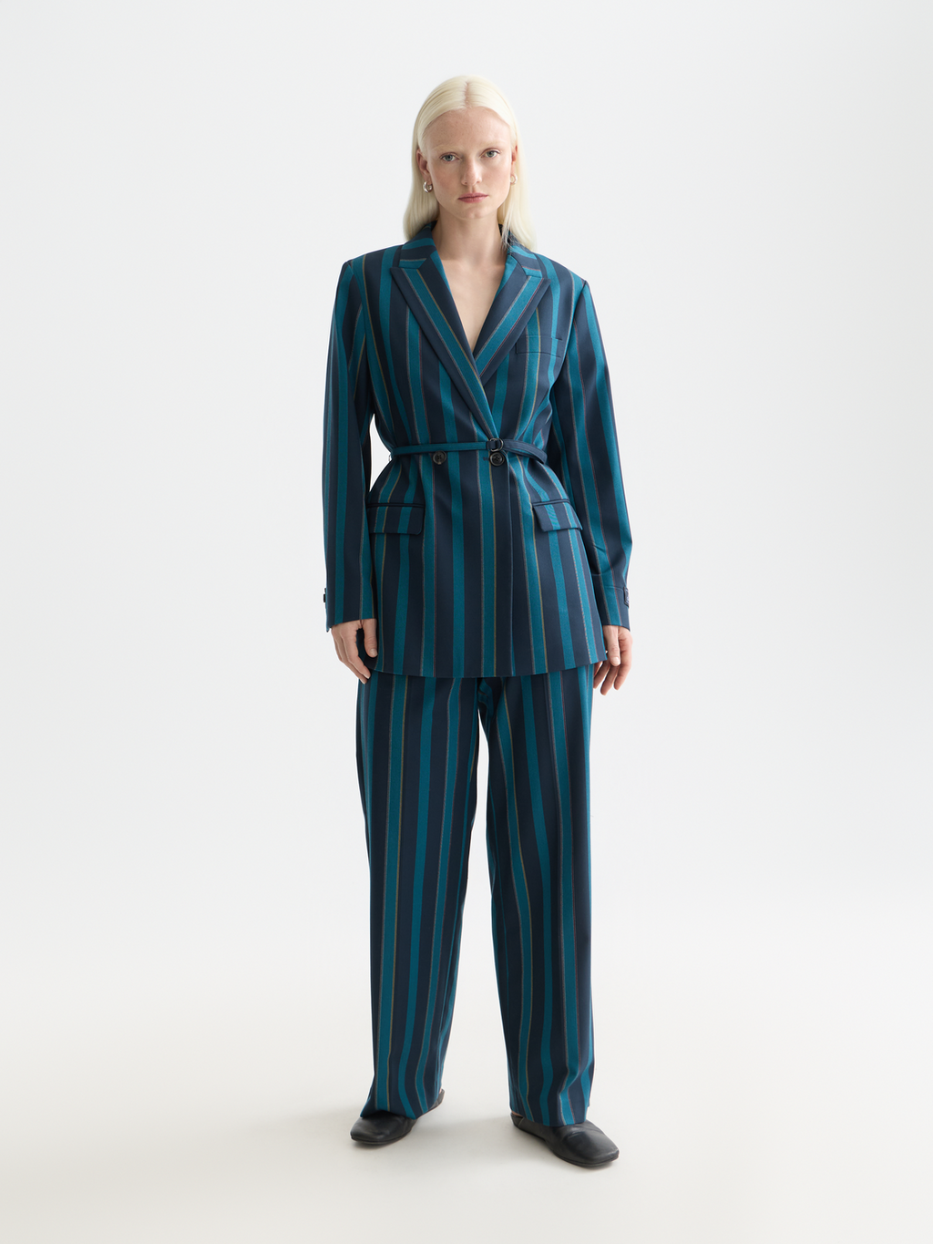 Edie high rise wide leg blanket stripe pants