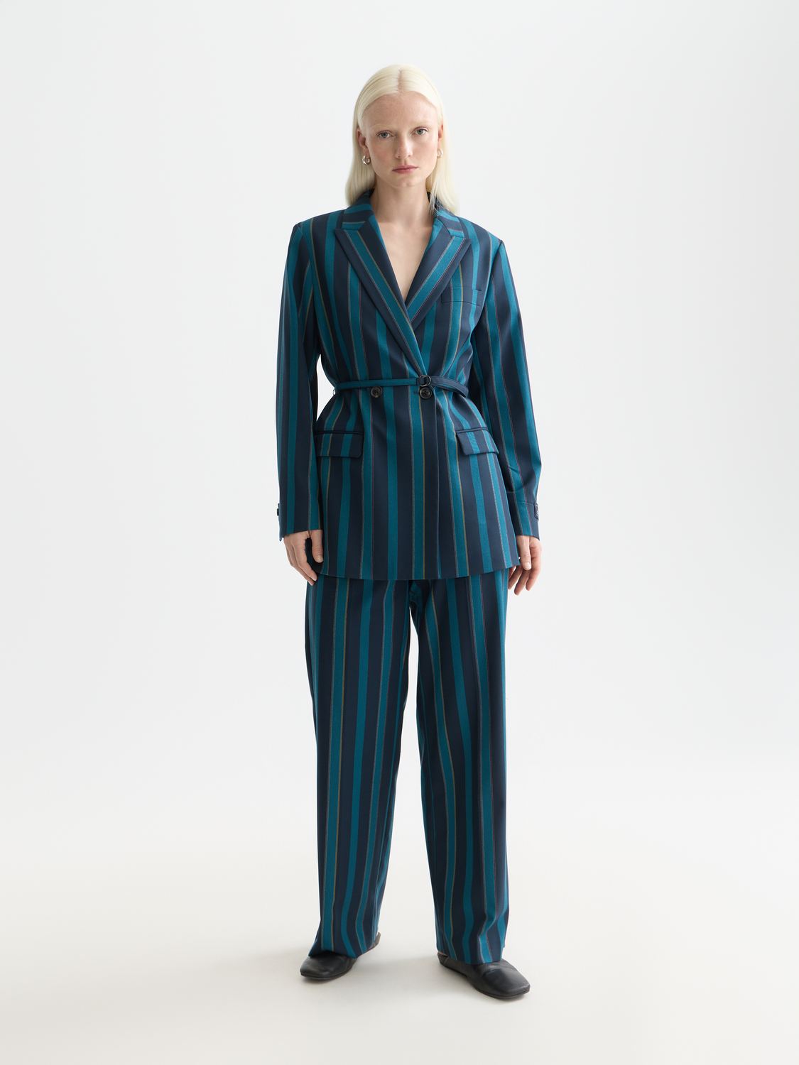 Edie high rise wide leg blanket stripe pants