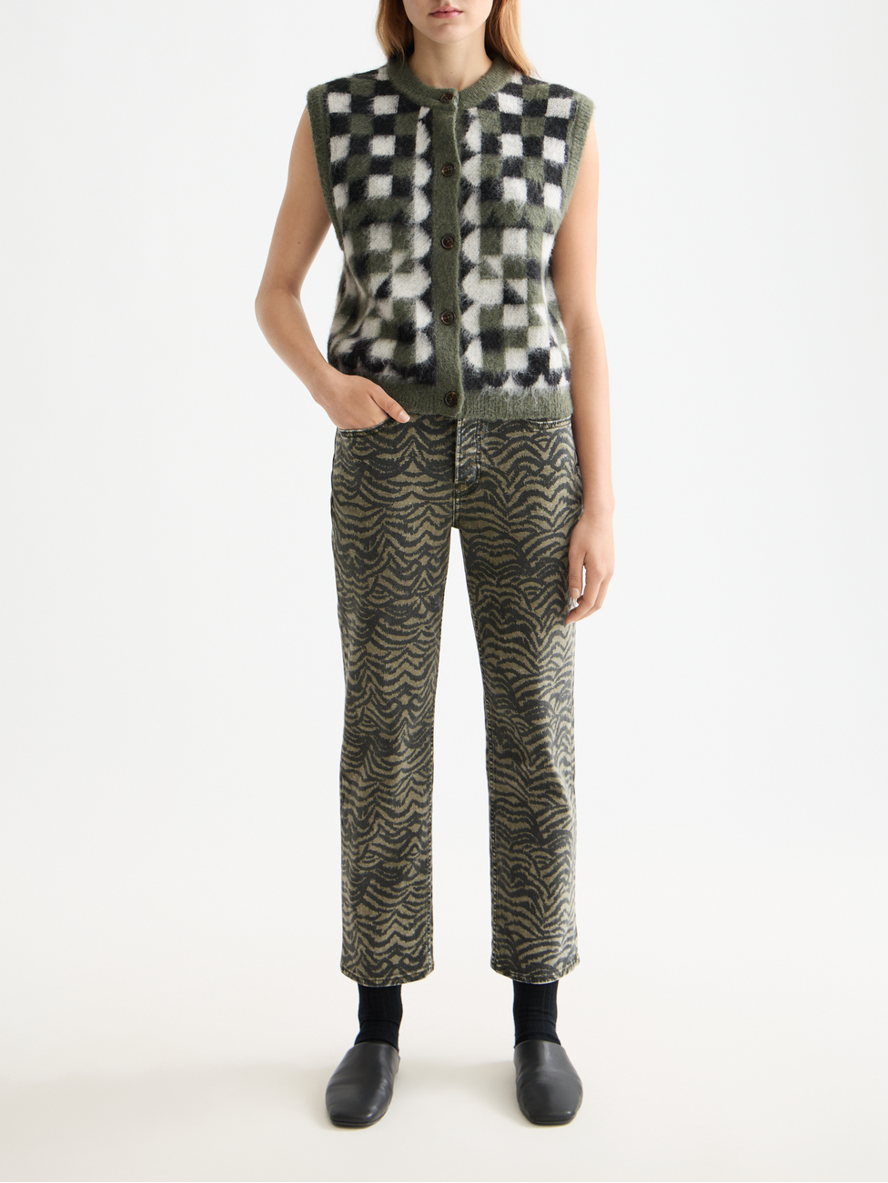 The Sky print straight denim