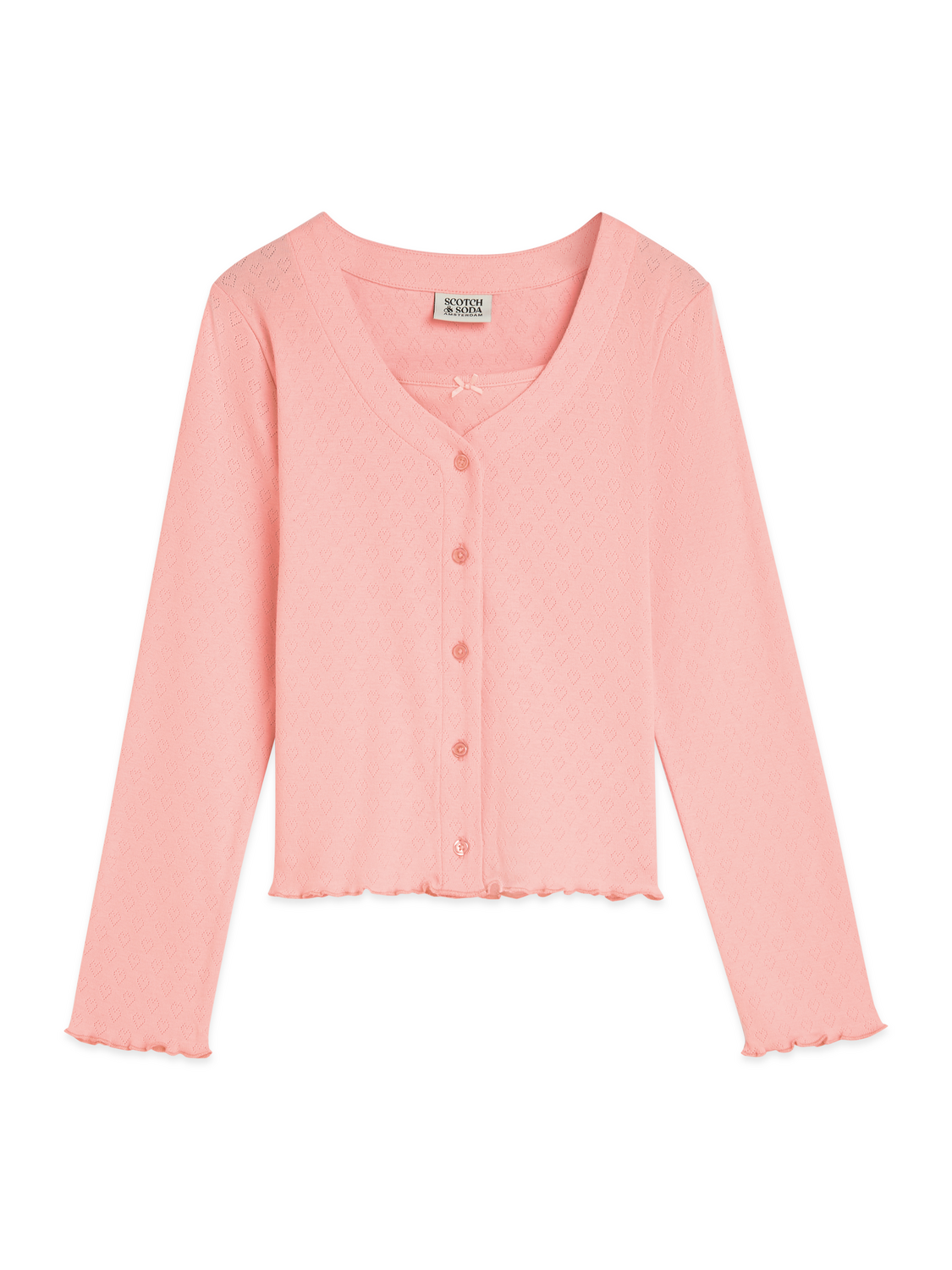 GIRLS BUTTON FRONT POINTELLE TOP