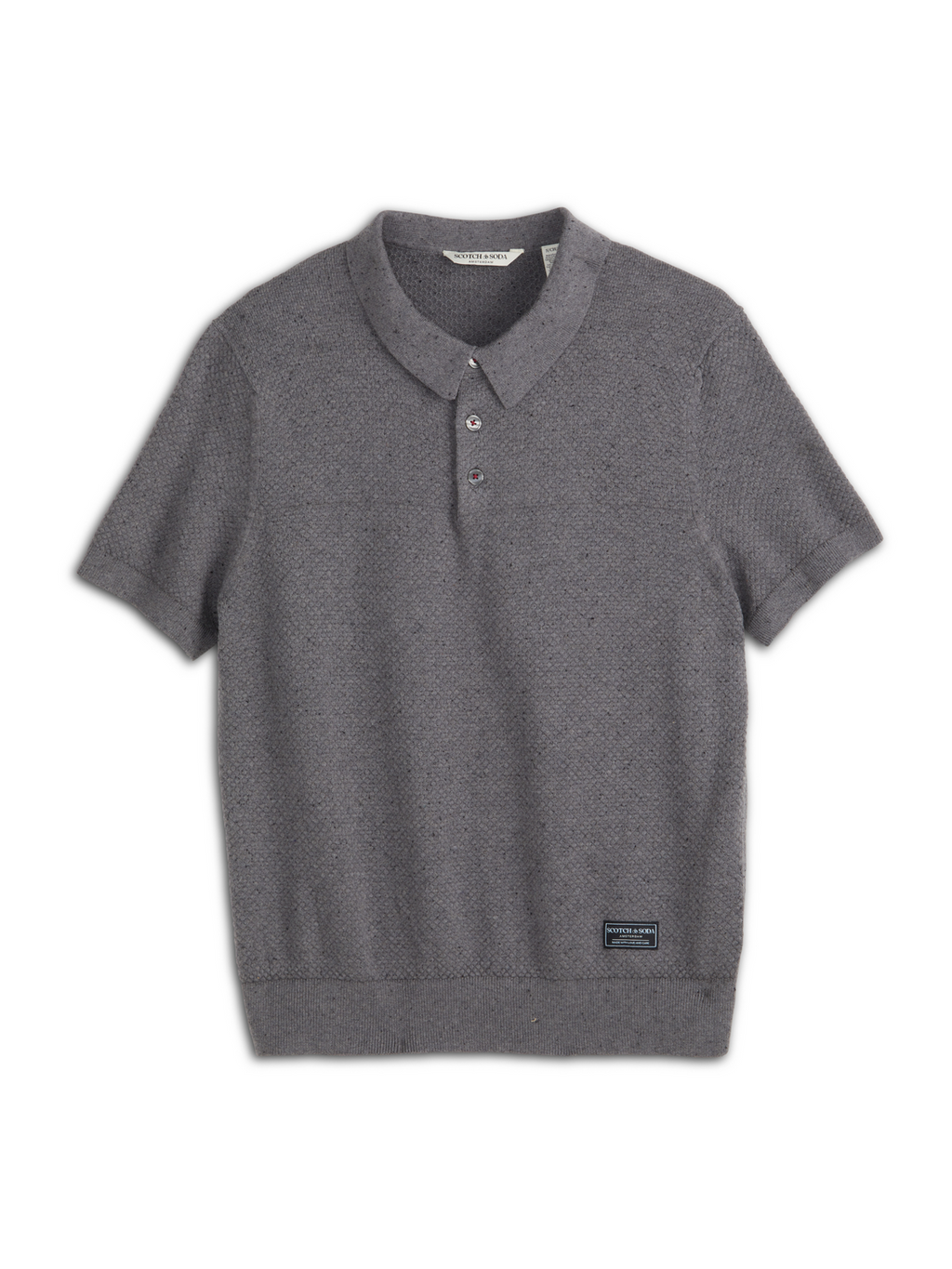 MENS S&S NEPS TEXTURE STITCH POLO SWEATER