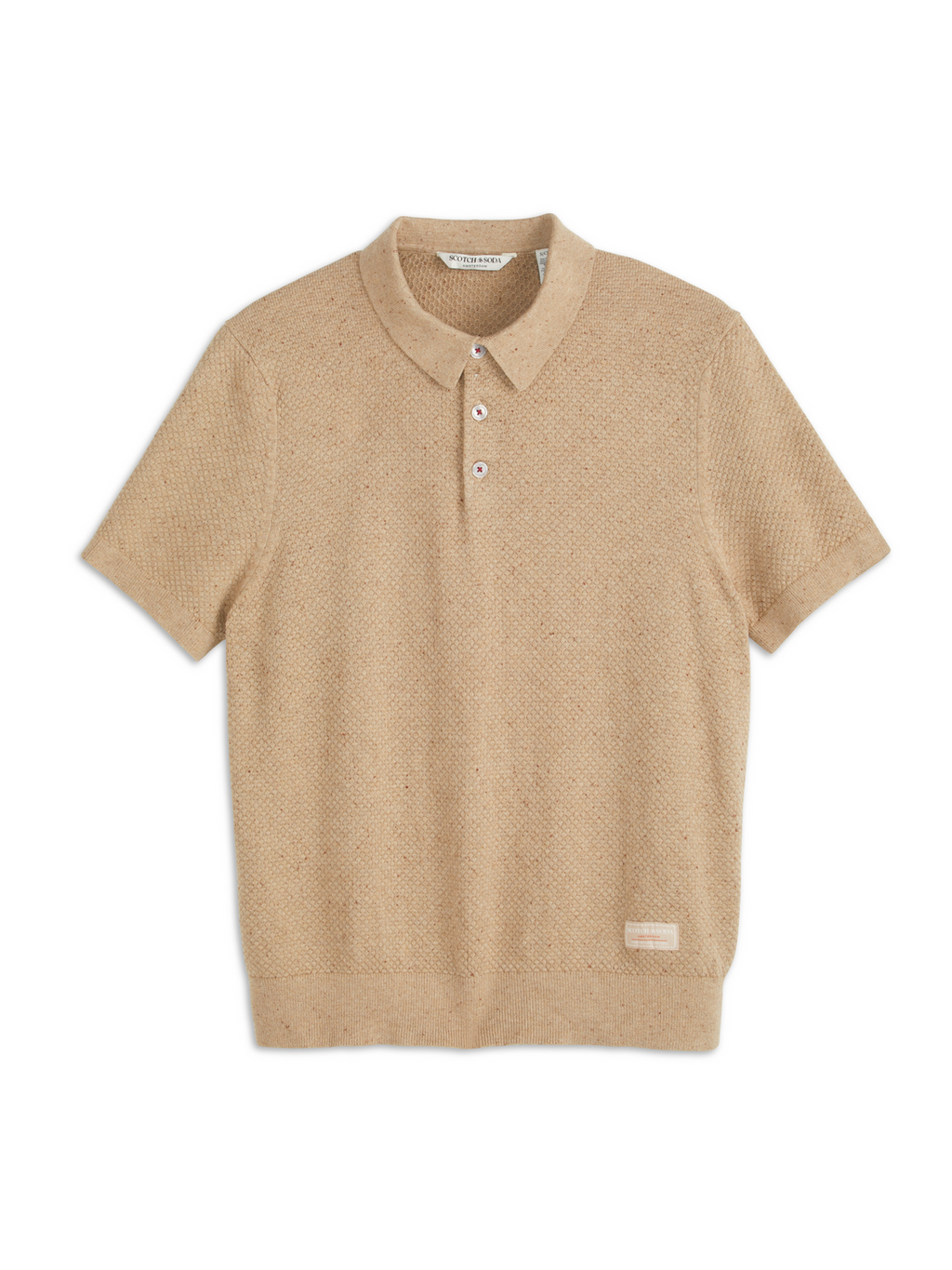 MENS S&S NEPS TEXTURE STITCH POLO SWEATER