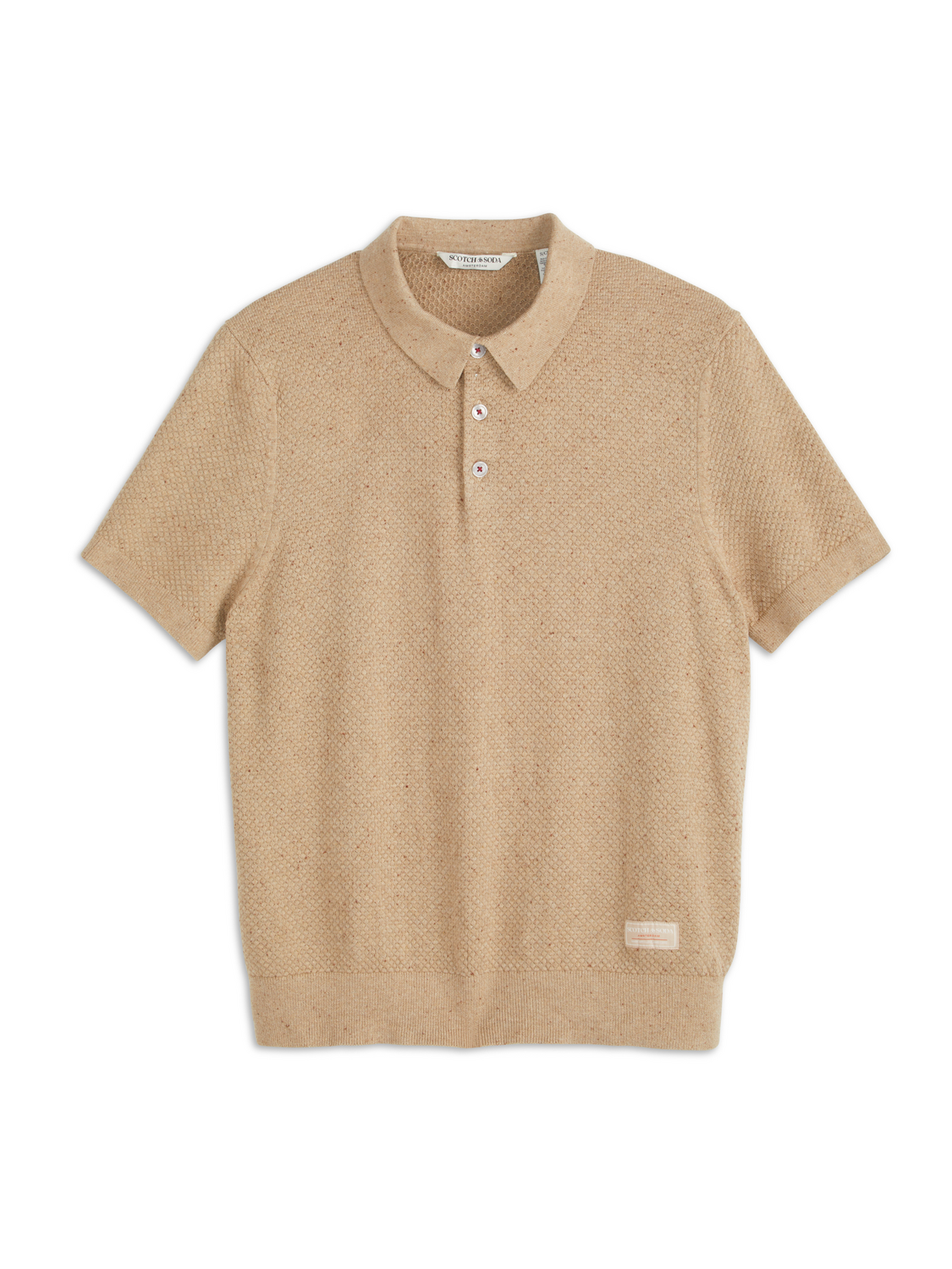 MENS S&S NEPS TEXTURE STITCH POLO SWEATER