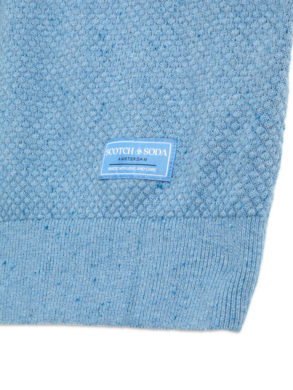 MENS S&S NEPS TEXTURE STITCH POLO SWEATER
