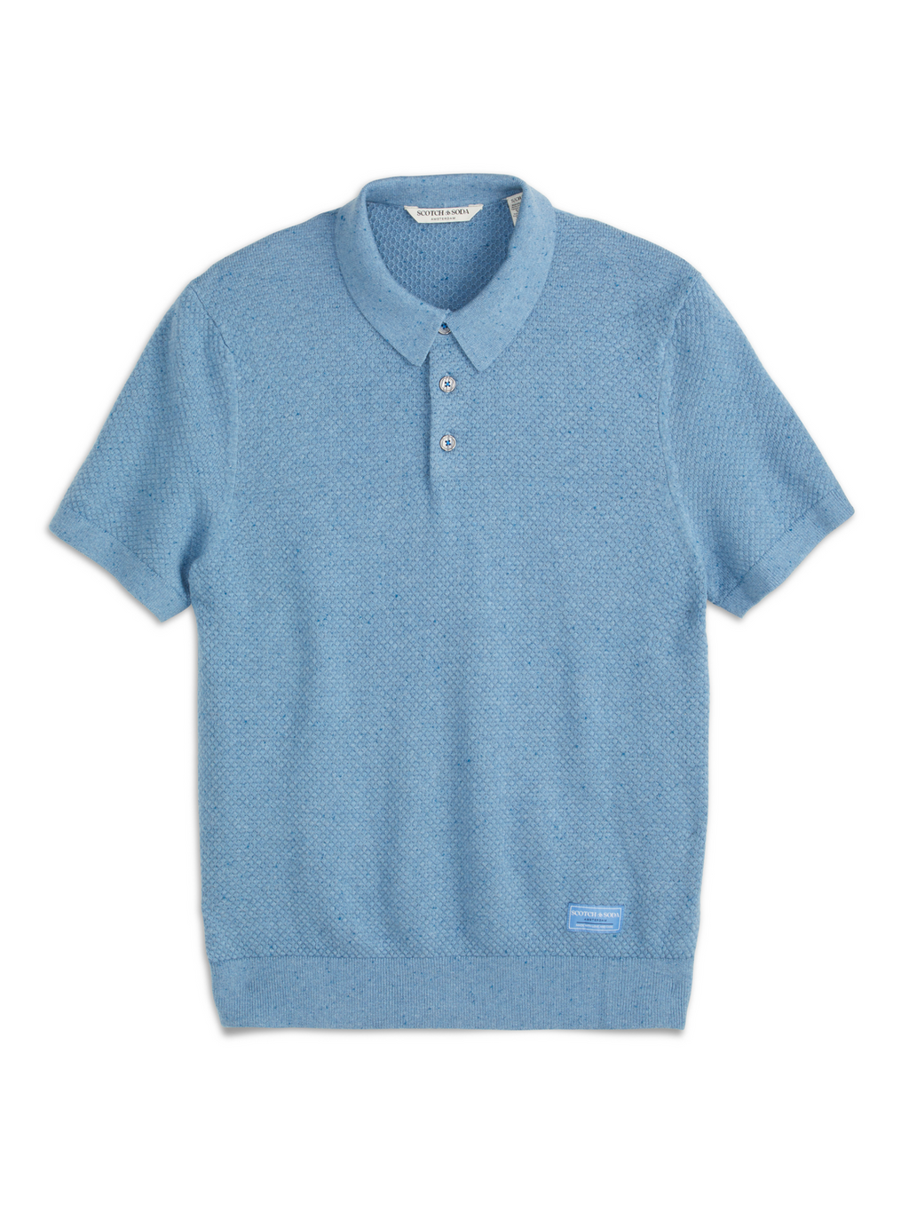 MENS S&S NEPS TEXTURE STITCH POLO SWEATER