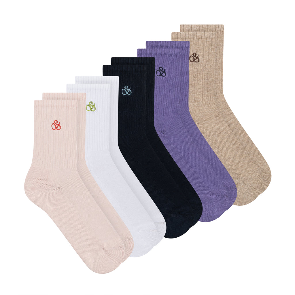 5-PACK WOMEN'S 1/2 TERRY GIFT BOX CREW SOCKS