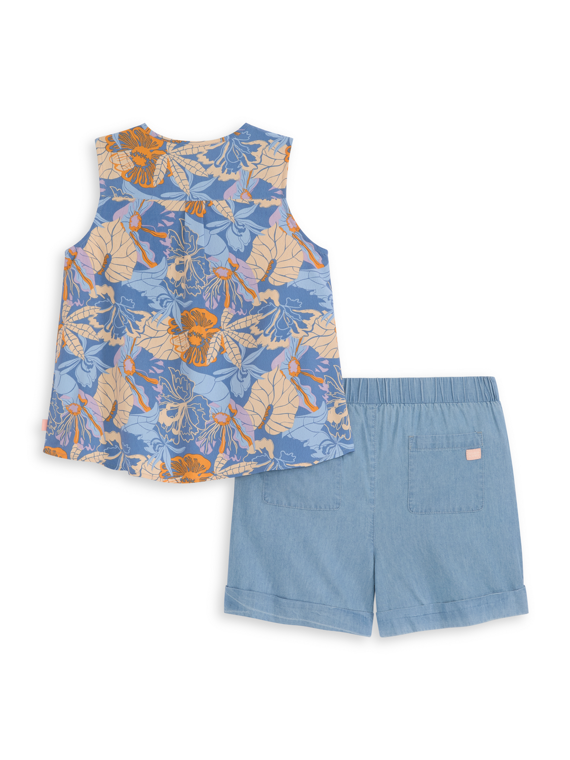GIRLS S&S GIRLS 2PC TOP & DENIM SHORT SET