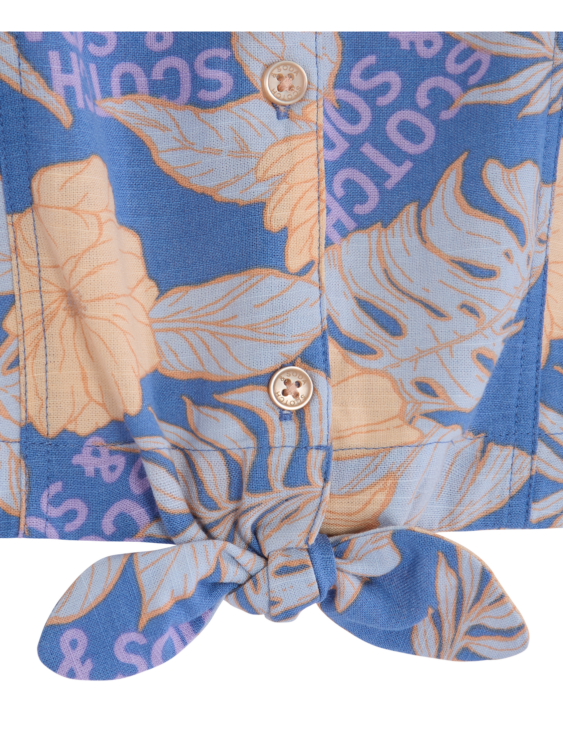 GIRLS SS TIE FRONT BUTTON UP TOP