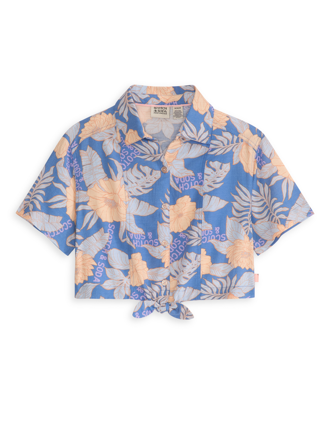 GIRLS SS TIE FRONT BUTTON UP TOP
