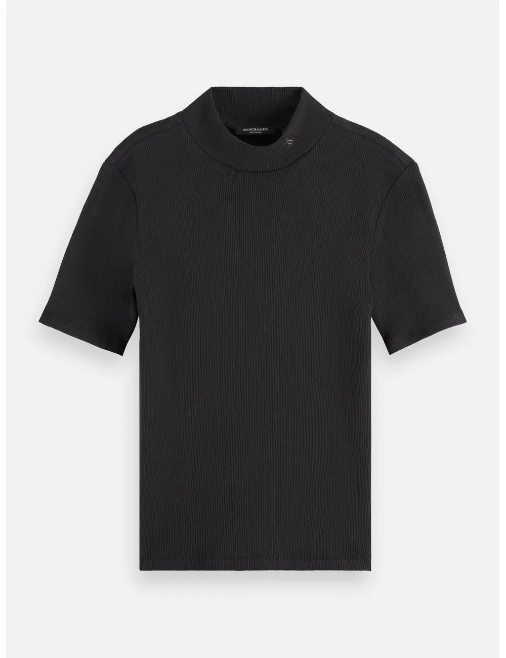 Core Mock Neck Tee flat lay front view by Scotch & Soda