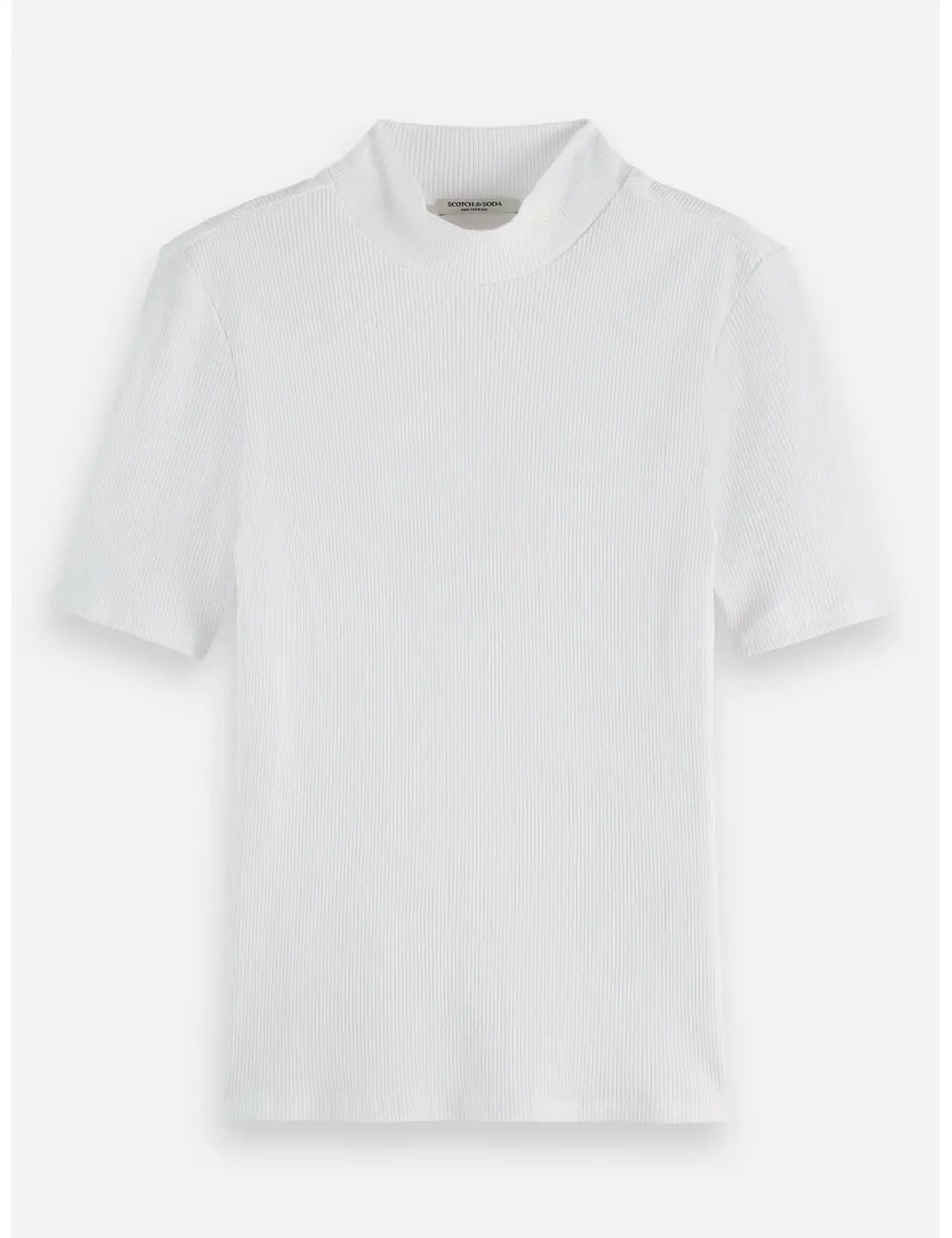 Core Mock Neck Tee flat lay front view by Scotch & Soda