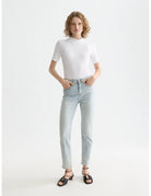 Core Mock Neck Tee full model shot showing overall fit by Scotch & Soda