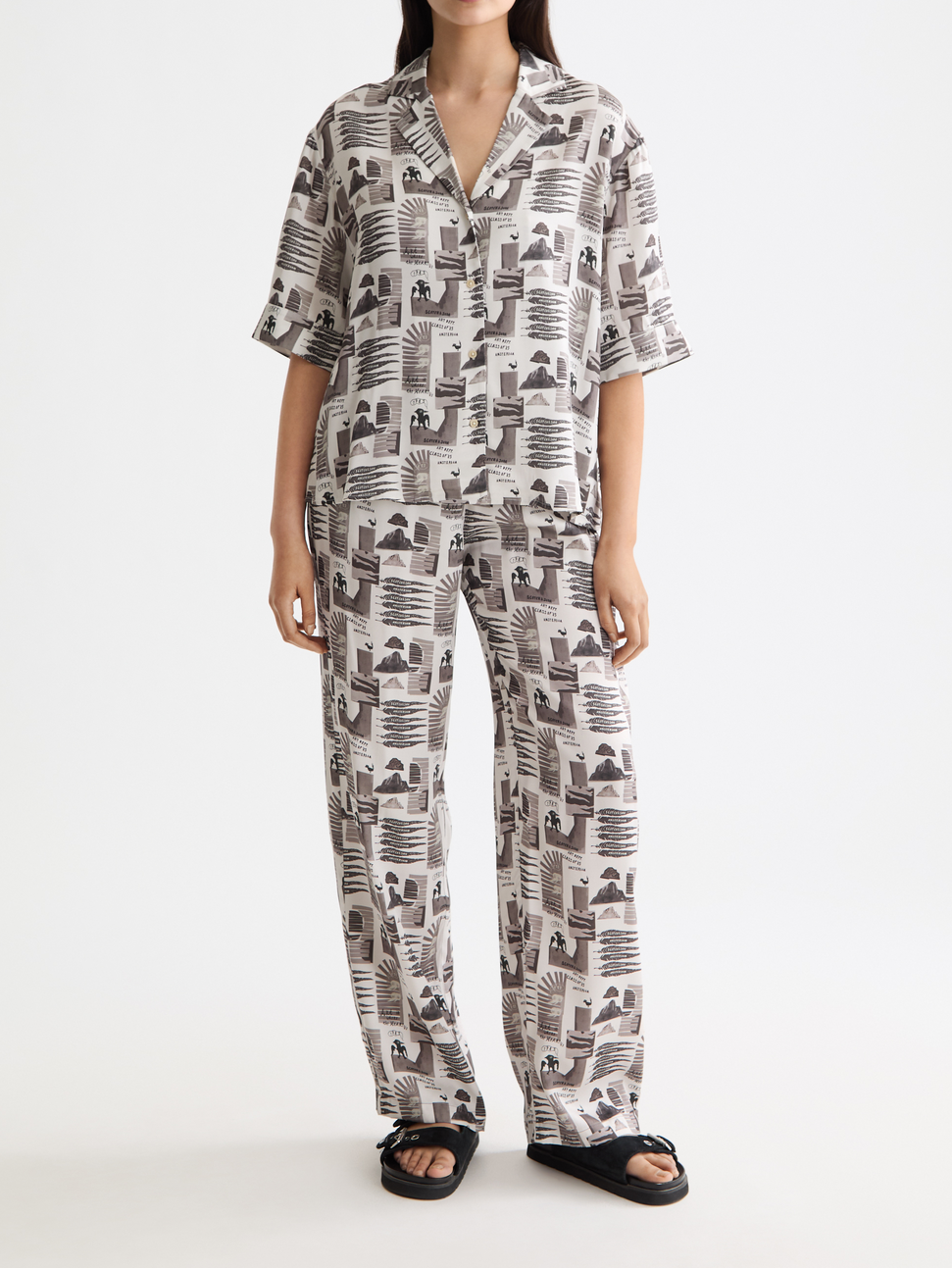 Printed short sleeve fluid shirt