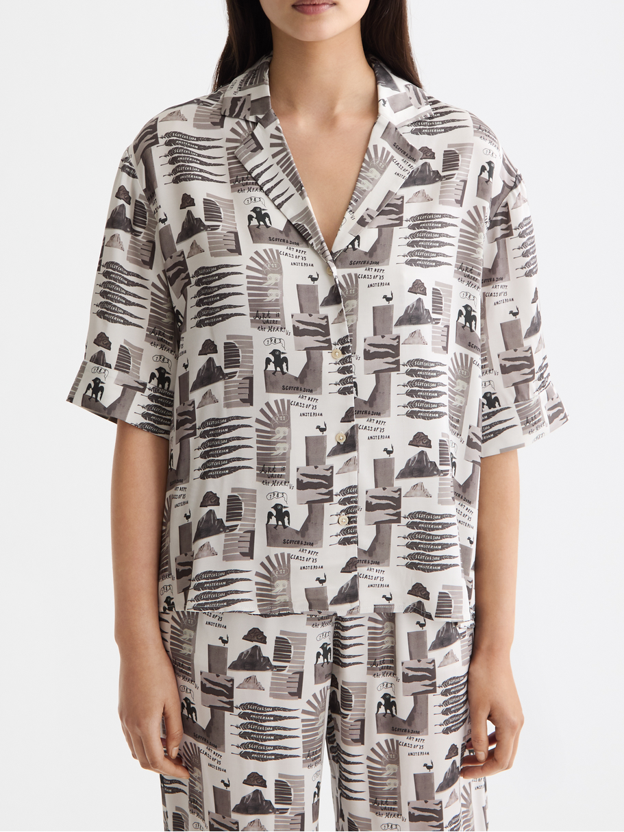 Printed short sleeve fluid shirt