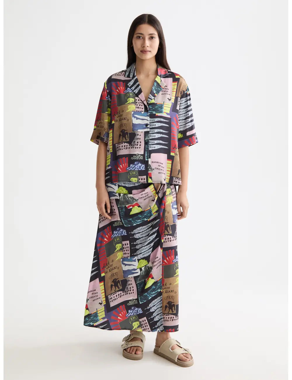 Fluid Collage Shirt full model shot showing overall fit by Scotch & Soda