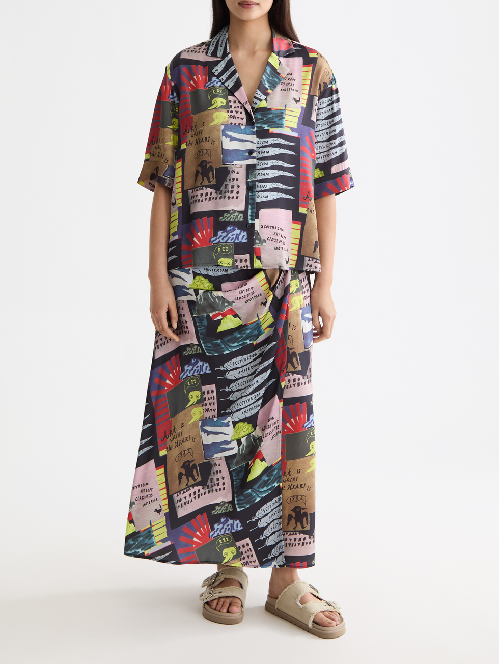 Printed short sleeve fluid shirt