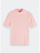 Mock Neck Rib Tee flat lay front view by Scotch & Soda