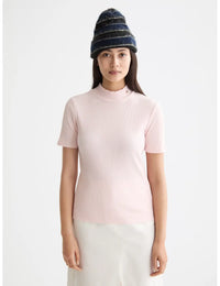 Mock Neck Rib Tee