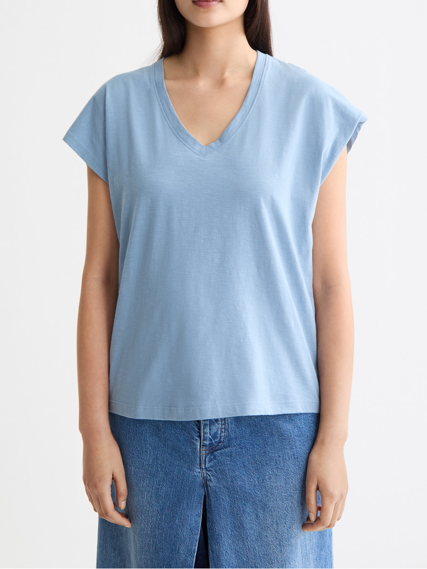 Slub V-neck T-shirt