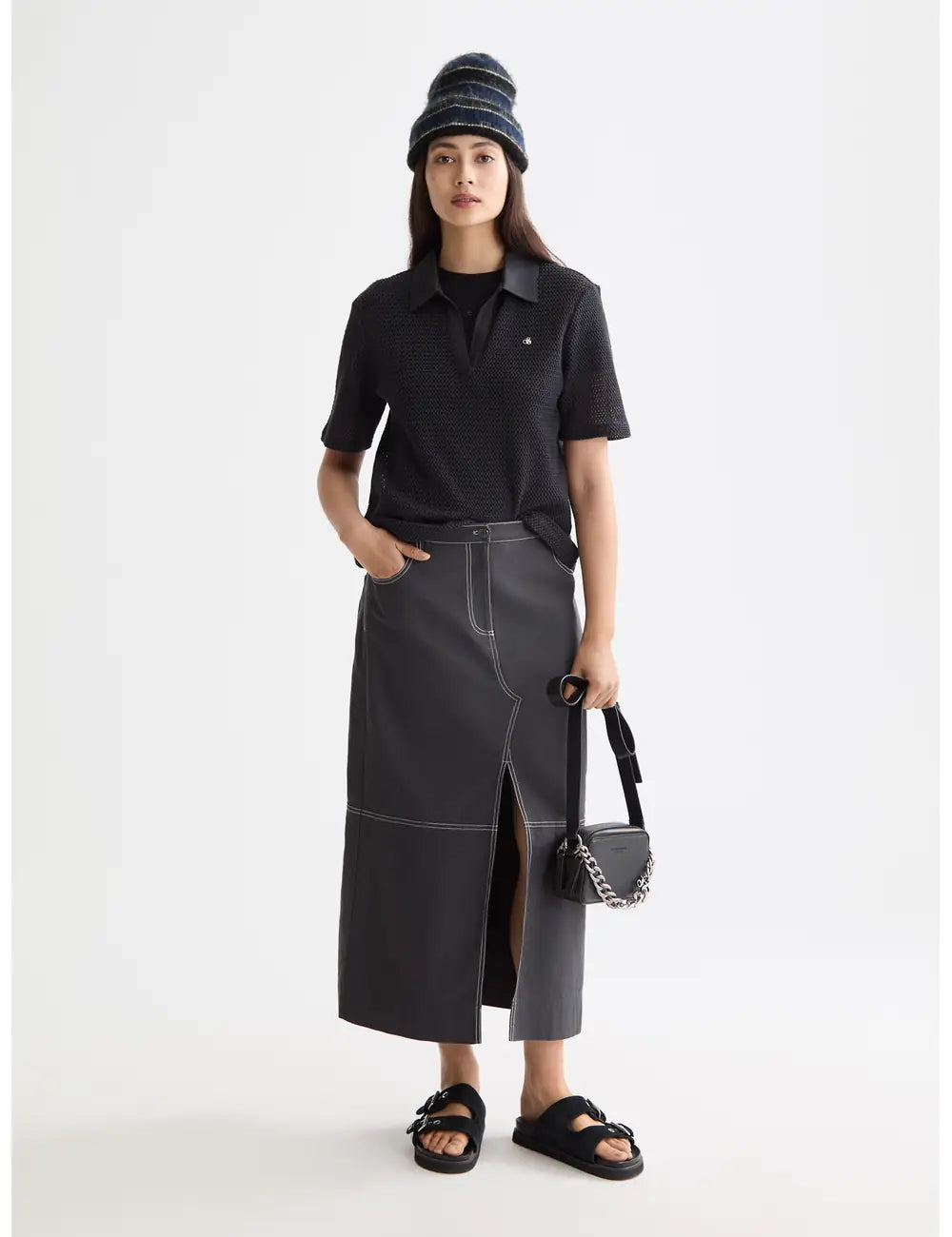 Crochet Polo Shirt full model shot showing overall fit by Scotch & Soda