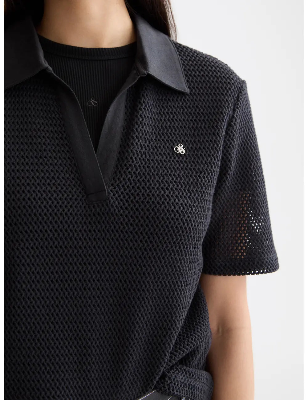Crochet Polo Shirt detail view by Scotch & Soda
