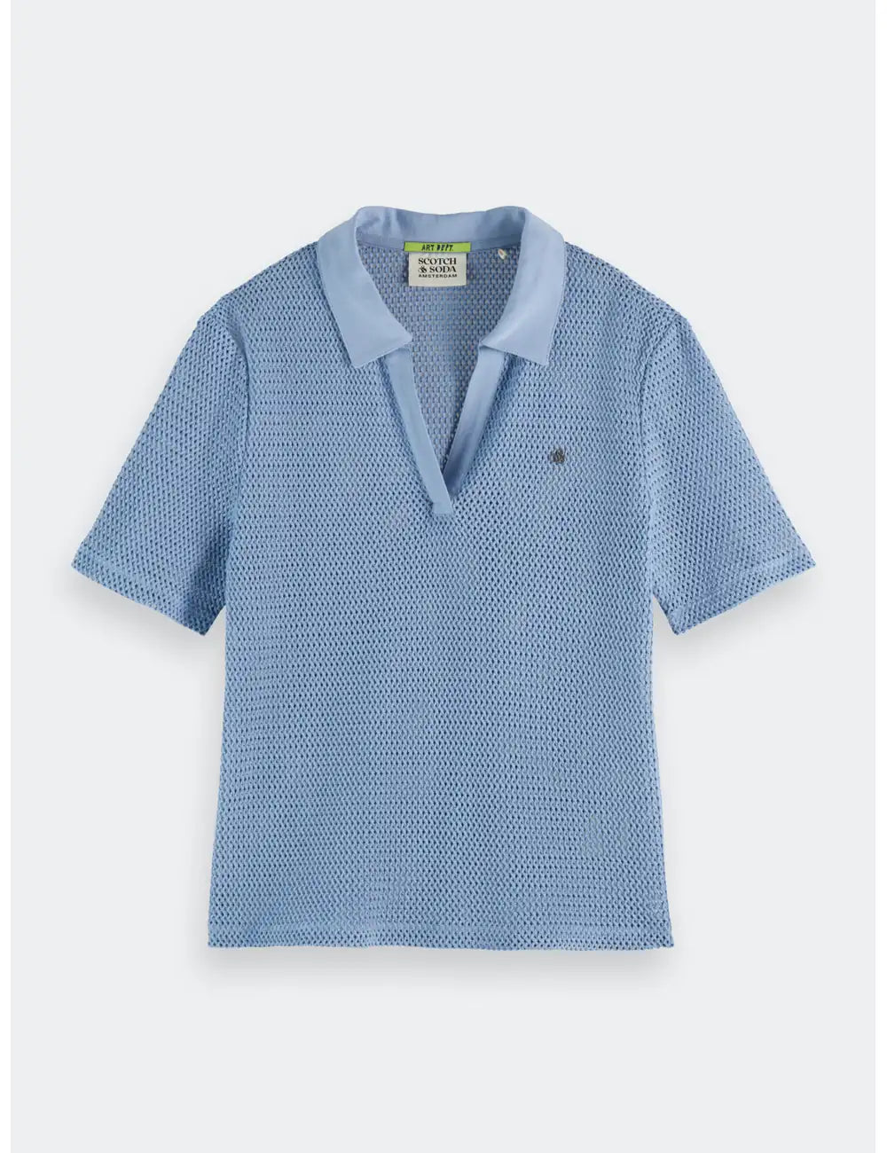 Crochet Polo Shirt flat lay front view by Scotch & Soda