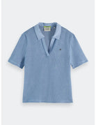 Crochet Polo Shirt flat lay front view by Scotch & Soda