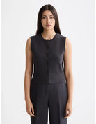 Knitted Spencer Charcoal close-up on model showing fit and detail by Scotch & Soda