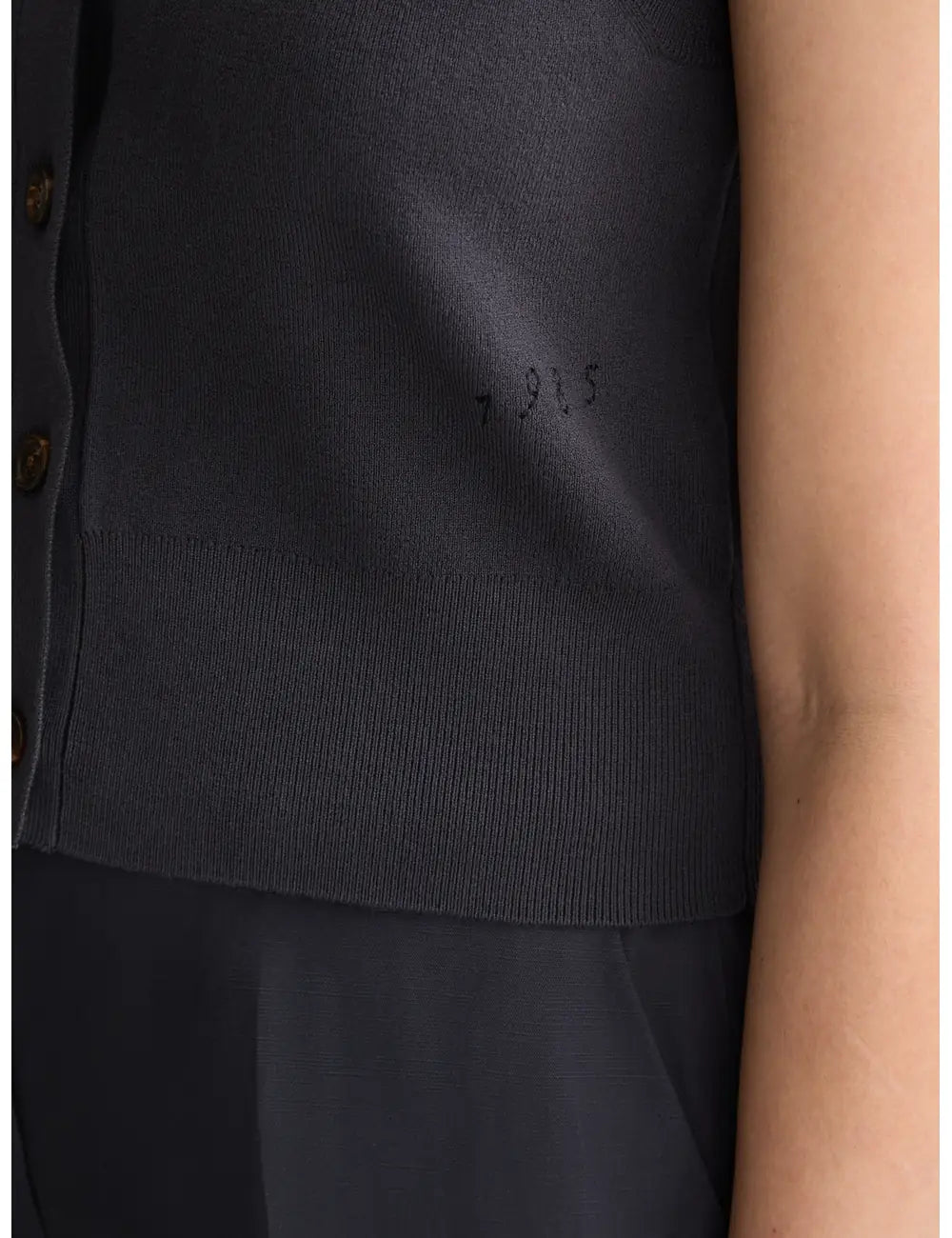 Knitted Spencer Charcoal detail view by Scotch & Soda