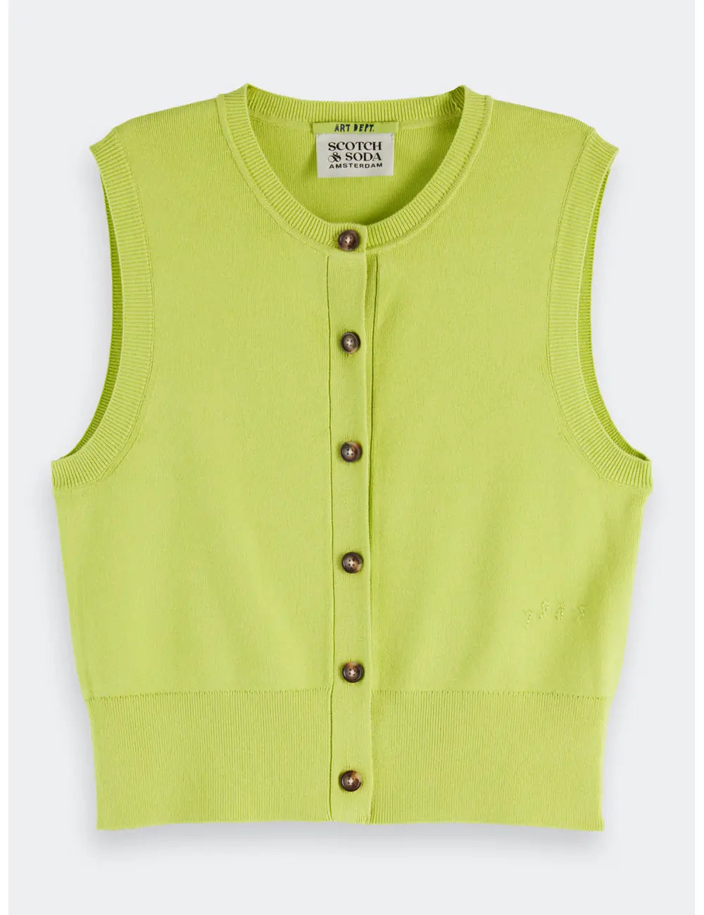 Knitted Spencer Charcoal flat lay front view by Scotch & Soda